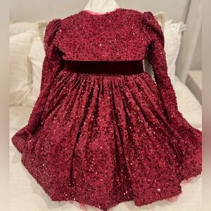 Elegant Burgundy Sequin Kids Formal Dress